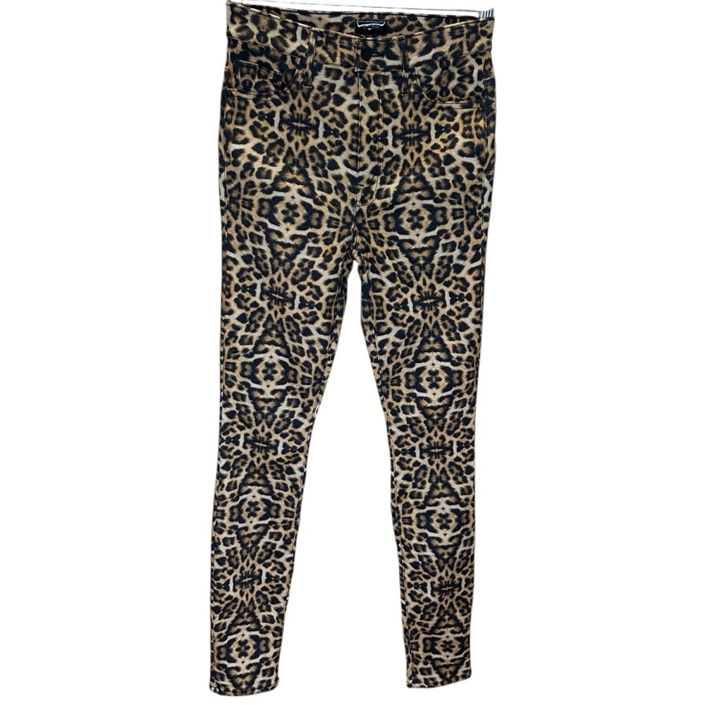 MOTHER Leopard Print Skinny Jeans - Black and Tan